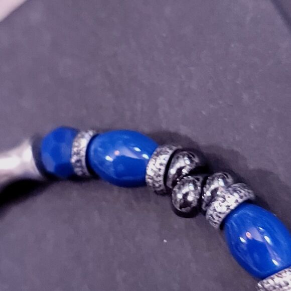 Alex and Ani Silver and Blue Beaded Bracelet - Picture 9 of 9